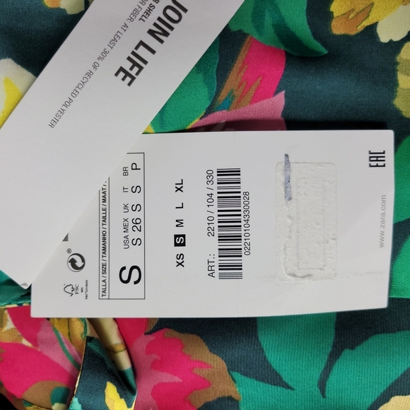 Zara Long Sleeve Floral Mini Dress sz Small - Picture 6 of 9